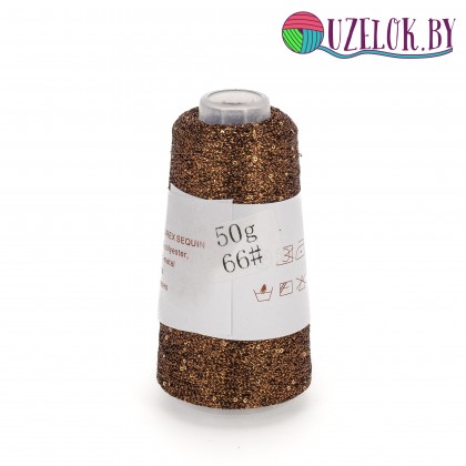 50% па, 50% люрекс+ микропайетки, Siyue, Lurex Sequins   1800м/50гр,  медный + пайетка золото, № 66