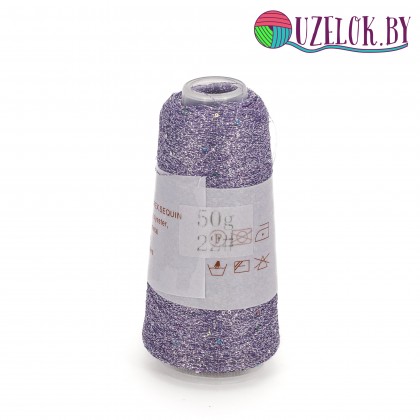 50% па, 50% люрекс+ микропайетки, Siyue, Lurex Sequins   1800м/50гр,  сиреневый + голографическая пайетка, № 22