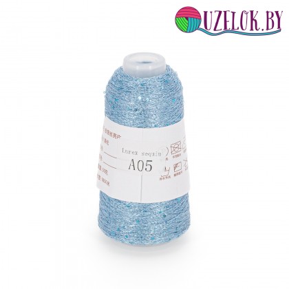 50% па, 50% люрекс+ микропайетки, Siyue, Lurex Sequins   1800м/50гр,  голубой+пайетка в цвет № 05