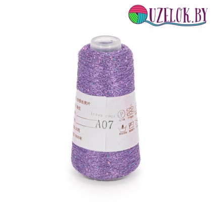 50% па, 50% люрекс+ микропайетки, Siyue, Lurex Sequins   1800м/50гр,  сиреневая луна + розовая и голубая пайетка, № 07