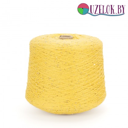 100%   хлопок  желтый + бисер и золотая пайетка 2мм , № 92     500м/100гр 