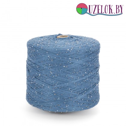 100%   хлопок  джинсовый+ бисер и пайетка 2мм  серебро   , № 90      500м/100гр 