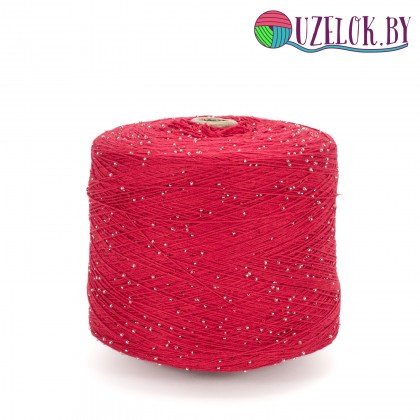 100% хлопок красный + бисер и пайетка 2мм в цвет №79     500м/100г   