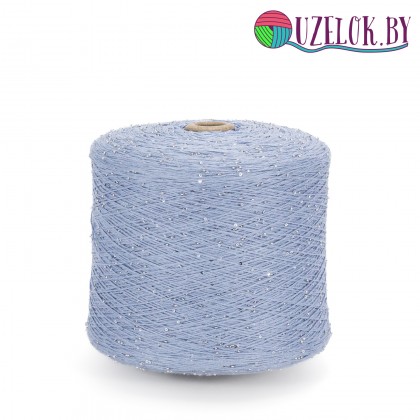 100%   хлопок  голубой + бисер и пайетка серебро  2мм , № 93     500м/100гр 