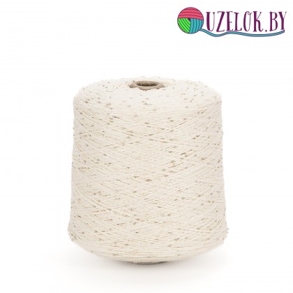 100%   хлопок  молочный + бисер и пайетка в цвет 2мм , № 83     500м/100гр 