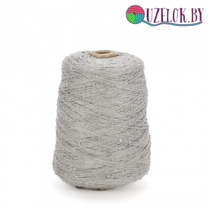 100%   хлопок серый + бисер и пайетка прозрачная 2мм, №76      500м/100гр 
