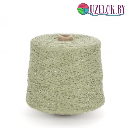 100%   хлопок оливковый + бисер и пайетка серебро 2мм, №82      500м/100гр 