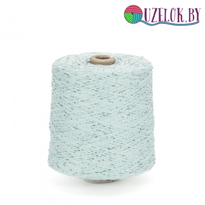 100%   хлопок нежный мятный + бисер и пайетка в цвет 2мм, №95      500м/100гр 