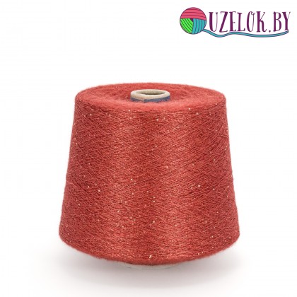 44% суперкидмохер, 31% шелк, 25% полиамид (включая люрекс и  пайетки)  арт.PARISETTE  пр-ль SESIA     1860м/100г  красный рябиновый + золотистая пайетка + золотистый люрекс