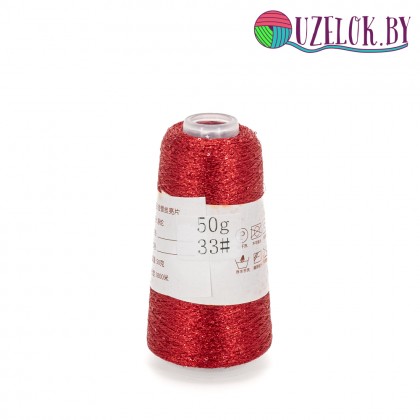 50% па, 50% люрекс+ микропайетки, Siyue, Lurex Sequins   1800м/50гр,   красный + пайетка в цвет , №33