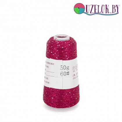 50% па, 50% люрекс+ микропайетки, Siyue, Lurex Sequins   1800м/50гр, вива маджента + пайетка серебро , №60