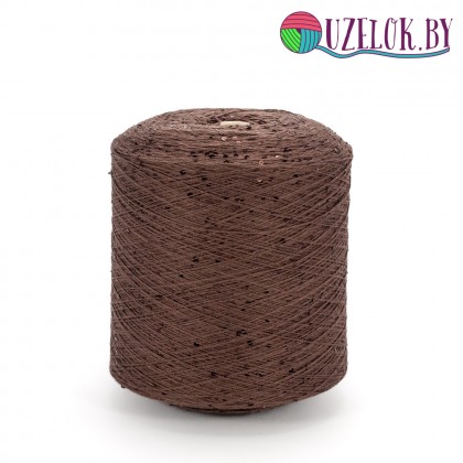 100%   хлопок шоколадный + пайетка в цвет  3 мм , № 20           735 м/100гр 