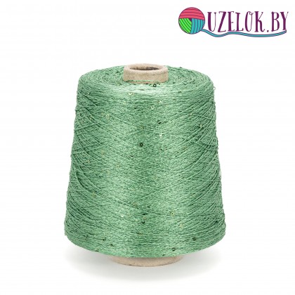   100%  шёлк малберри + пайетка 3 мм  арт. SETA пр-ль G&G FILATI  940 м /100г зелёное яблоко