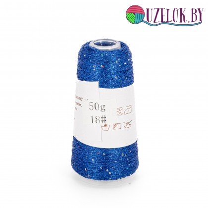 50% па, 50% люрекс+ микропайетки, Siyue, Lurex Sequins   1800м/50гр,  василёк + пайетка мультиколор, № 18