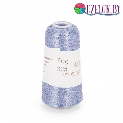 50% па, 50% люрекс+ микропайетки, Siyue, Lurex Sequins   1800м/50гр, незабудка, чуть в лиловый + голубая пайетка  № 32