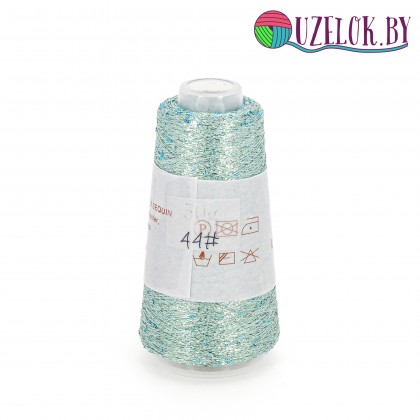 50% па, 50% люрекс+ микропайетки, Siyue, Lurex Sequins   1800м/50гр,  тиффани + голубая пайетка , № 44