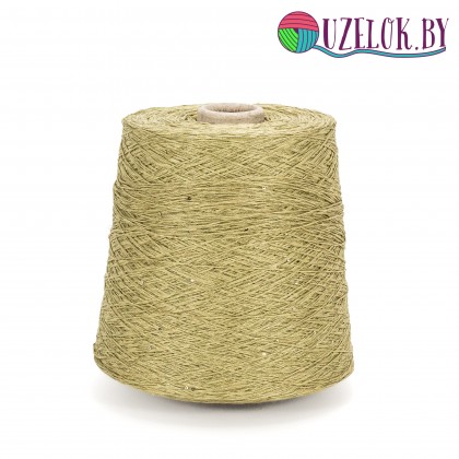 100 %  лён  + пайетка арт. LINO пр-ль FILATI NATURALI    430м/100гр  золотисто-оливковый + пайетка 2 мм золото