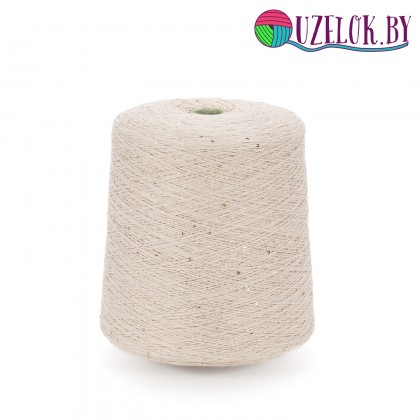 100%   хлопок   крем брюле+ пайетка золотистая  2мм , № 21      800м/100гр 