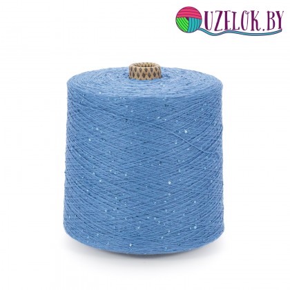 100%   хлопок   джинсовый синий   + пайетка  в цвет  2мм , № 25         800м/100гр 