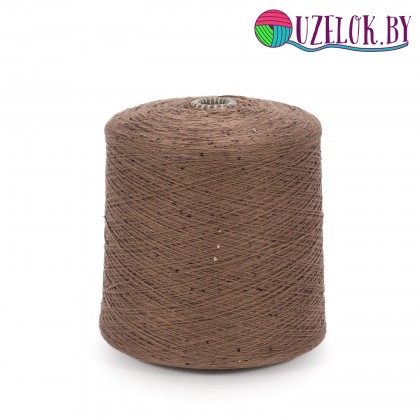 100%   хлопок   шоколад  + пайетка в цвет  2мм , № 61        800м/100гр 