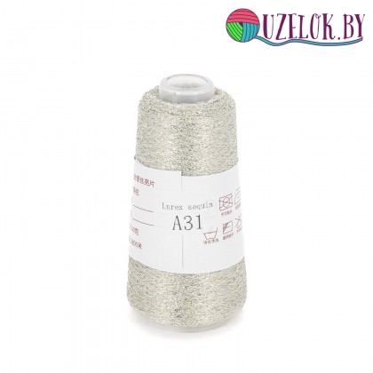 50% па, 50% люрекс+ микропайетки, Siyue, Lurex Sequins   1800м/50гр,  платиновый + голографическая пайетка, №31 