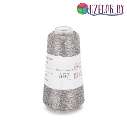 50% па, 50% люрекс+ микропайетки, Siyue, Lurex Sequins   1800м/50гр,  серебро + пайетка золото, № 57