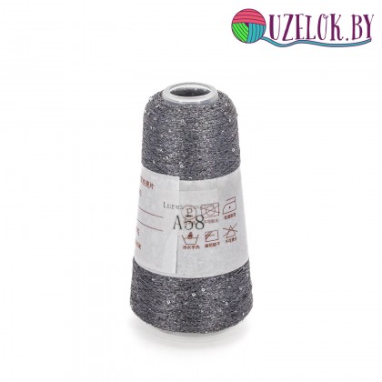 50% па, 50% люрекс+ микропайетки, Siyue, Lurex Sequins   1800м/50гр,  серый + пайетка голографическая серебро, №58