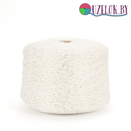   100%  меринос  арт.  SUPER SOFT  пр-ль  NEW MILL   200 м/100г      белый + пайетка 2 мм  серебро 