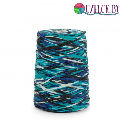 100 %  хлопок велюр    арт. COTONE    105м/100гр  мультиколор бело-бирюзово-голубо-синий