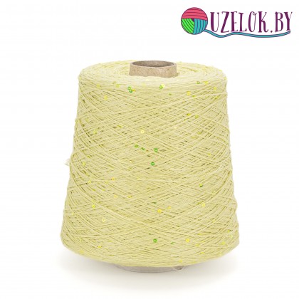 100 %  лён  + пайетка арт. LINO пр-ль G&G FILATI  420м/100гр  канарейка + пайетка 3 мм в цвет