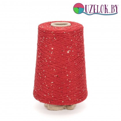 85% хлопок, 15% кашемир  арт. CASH COTTON   пр-ль G&G FILATI    1000м/100гр  красный + пайетка золото