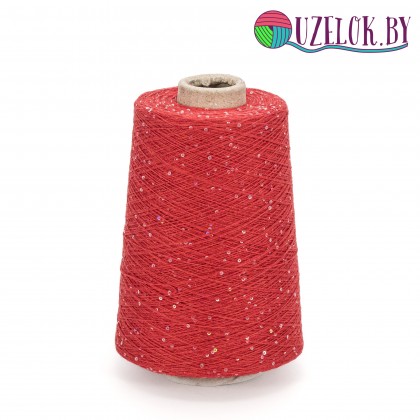 85% хлопок, 15% кашемир  арт. CASH COTTON   пр-ль G&G FILATI    1000м/100гр  красный + пайетка прозрачная